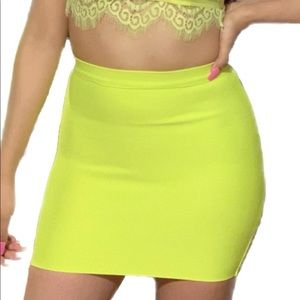 Neon Yellow Bandage Skirt
